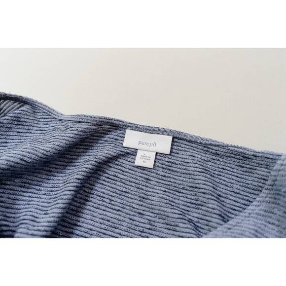 Pure Jill XL blue striped tie waist tunic linen blend - Picture 3 of 8